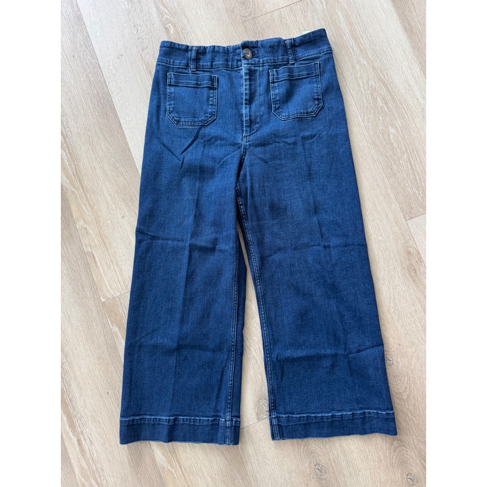 Maeve Anthropologie The‎ Colette Wide Leg Crop Jeans Blue Denim Size 32